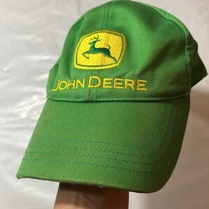 John Deere GREEN CAP billed hat adjustable SnapBack yellow John Deere logo farm